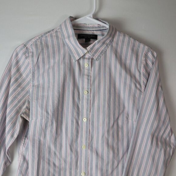 Banana Republic Long Sleeve Riley Shirt Striped Button Down Shirt Women's Sz 10P - Picture 2 of 6